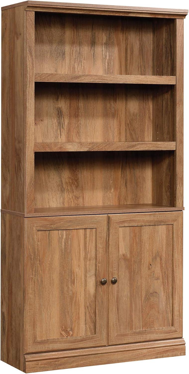 70" 5 Shelf Bookcase with Doors Yellow - Sauder: Sindoori Mango, Vertical Storage