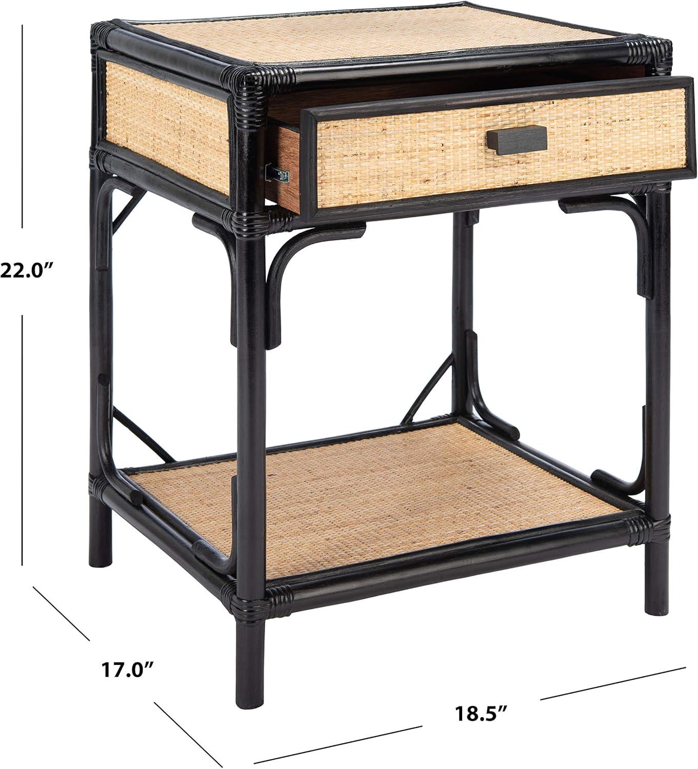 Roya 1 Drawer 1 Shelf Nightstand - NST4005 - Black/Natural - Safavieh