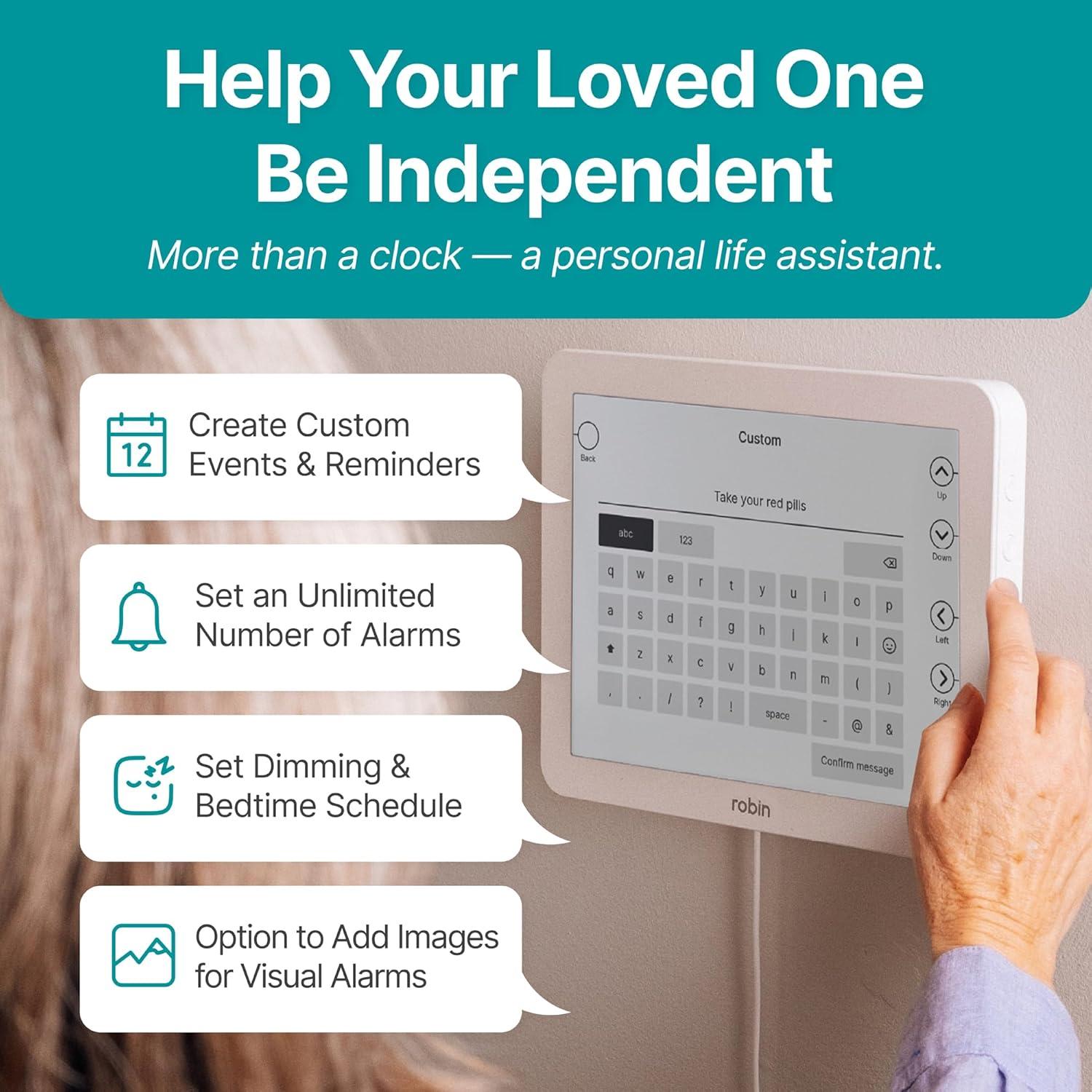 White 12" Digital Calendar Clock with Large Display