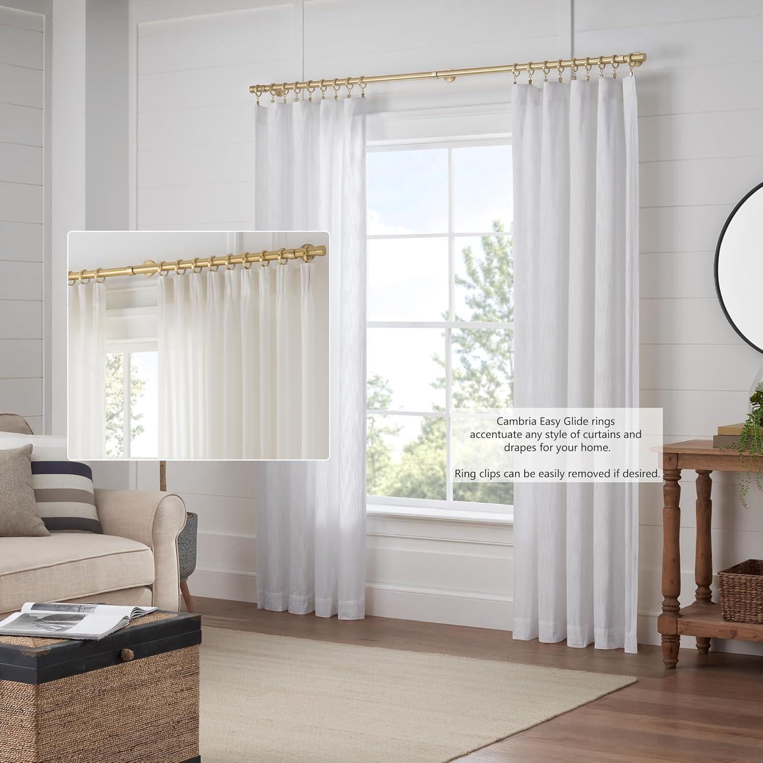 Cambria Designer Series 2 in. Premium Easy Glide Metal Curtain Rings with Smooth, Quiet Nylon Inserts