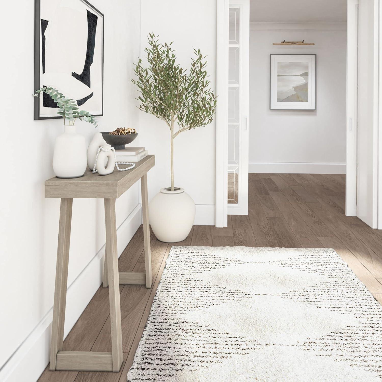 17 Stories Solid Pine Wood Console Table With Storage Shelf, 36-Inch Narrow Entryway Hallway Sofa Table