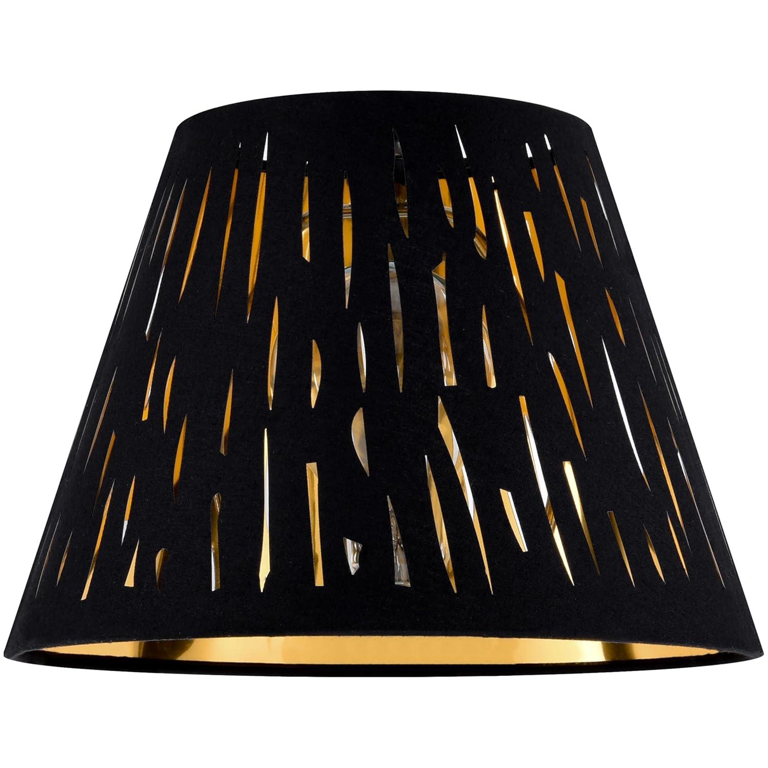 GO&SO Set of 2 Small Black Drum Lamp Shades, 5" Top x 9" Bottom x 6.4" High (Spider), Laser Etching Fabric Lamp Shades for Table, Floor, Wall Lamps -No Assembly Required, Modern Replacement Lampshades