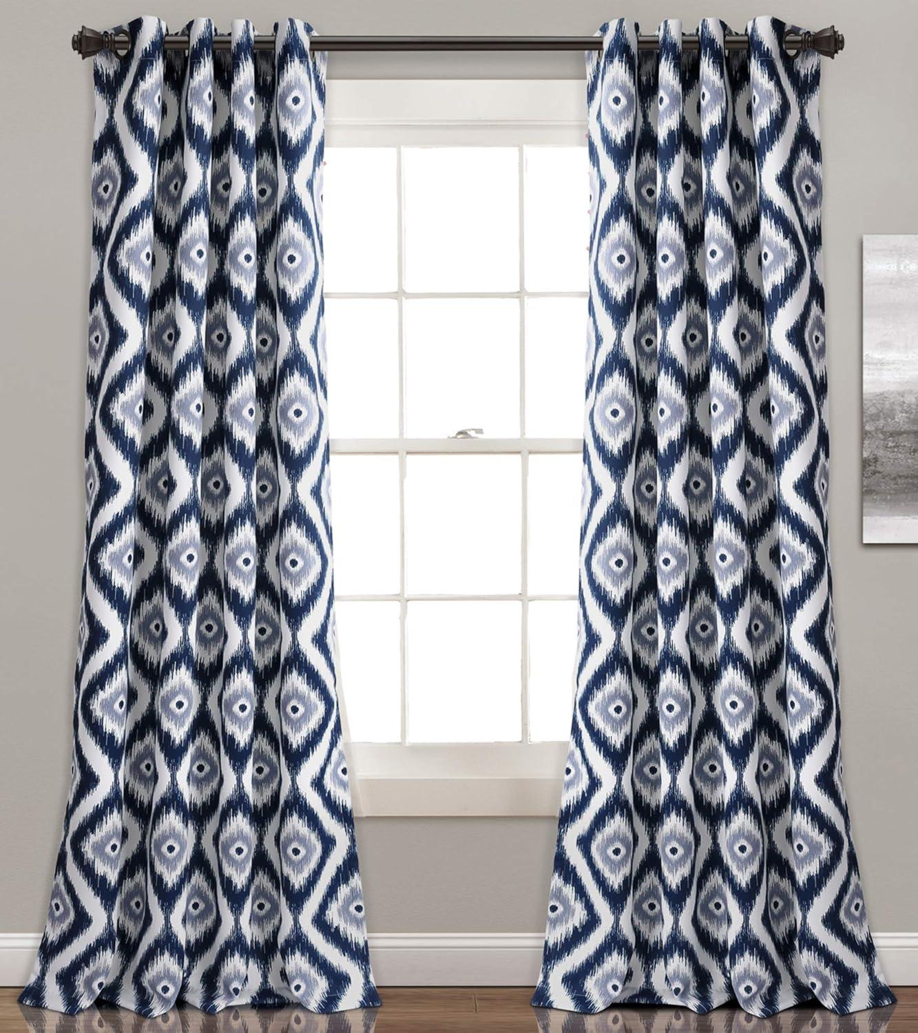 Lush Decor Diamond Ikat Polyester Semi Sheer Curtain Pair (Set of 2)