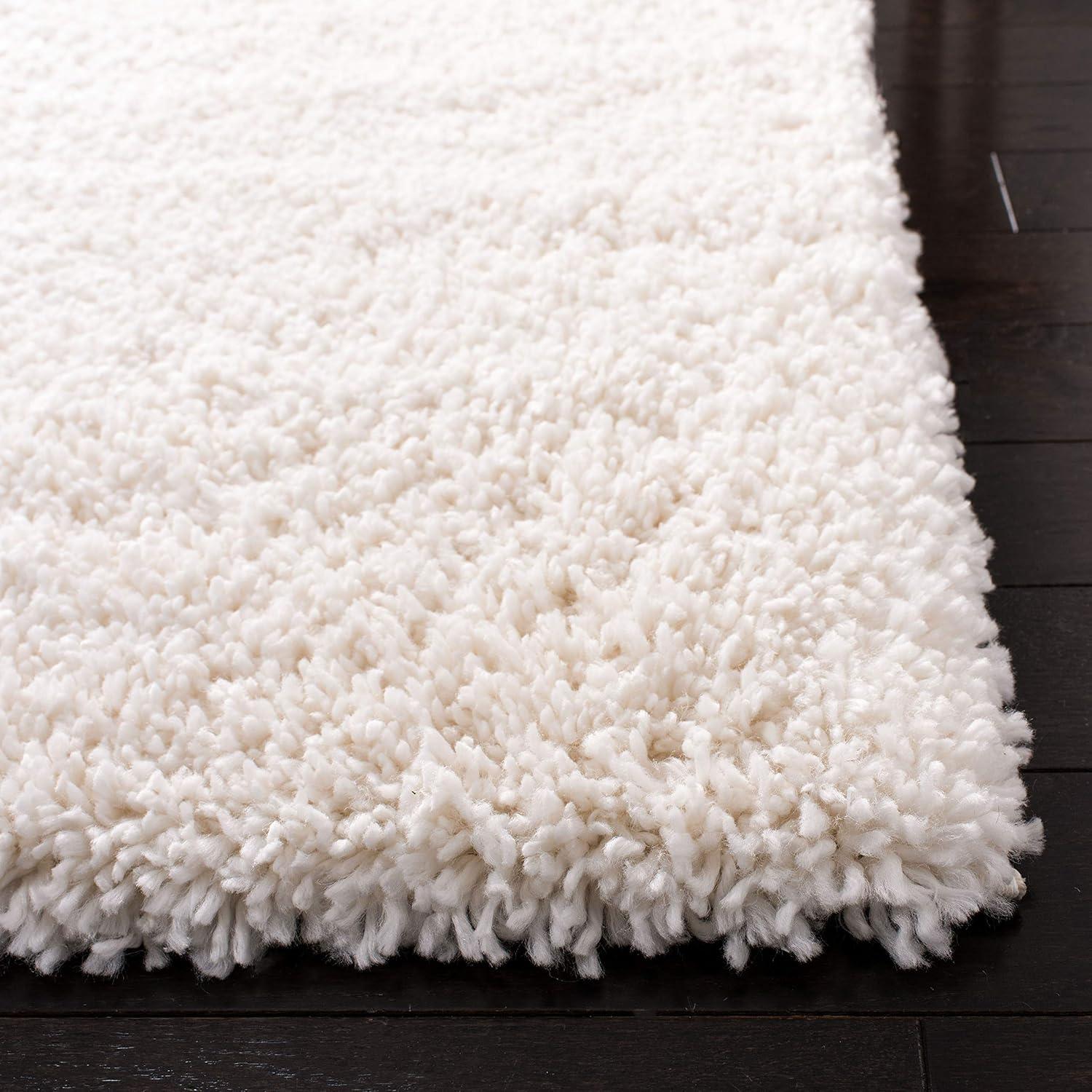 SAFAVIEH Fontana Jamie Solid Shag Runner Rug, Ivory, 2'3" x 8'