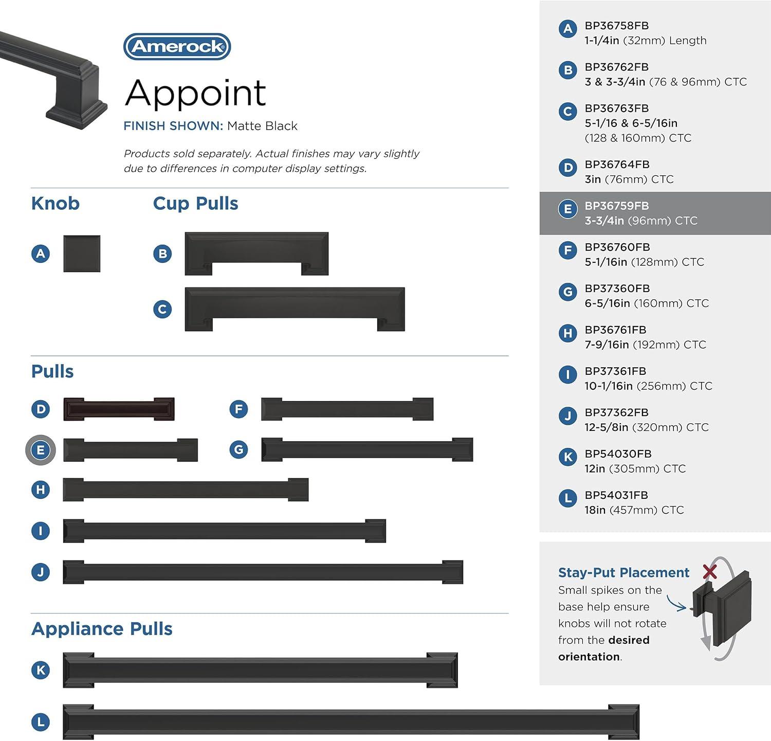 Appoint 3 3/4" Center To Center Bar Pull