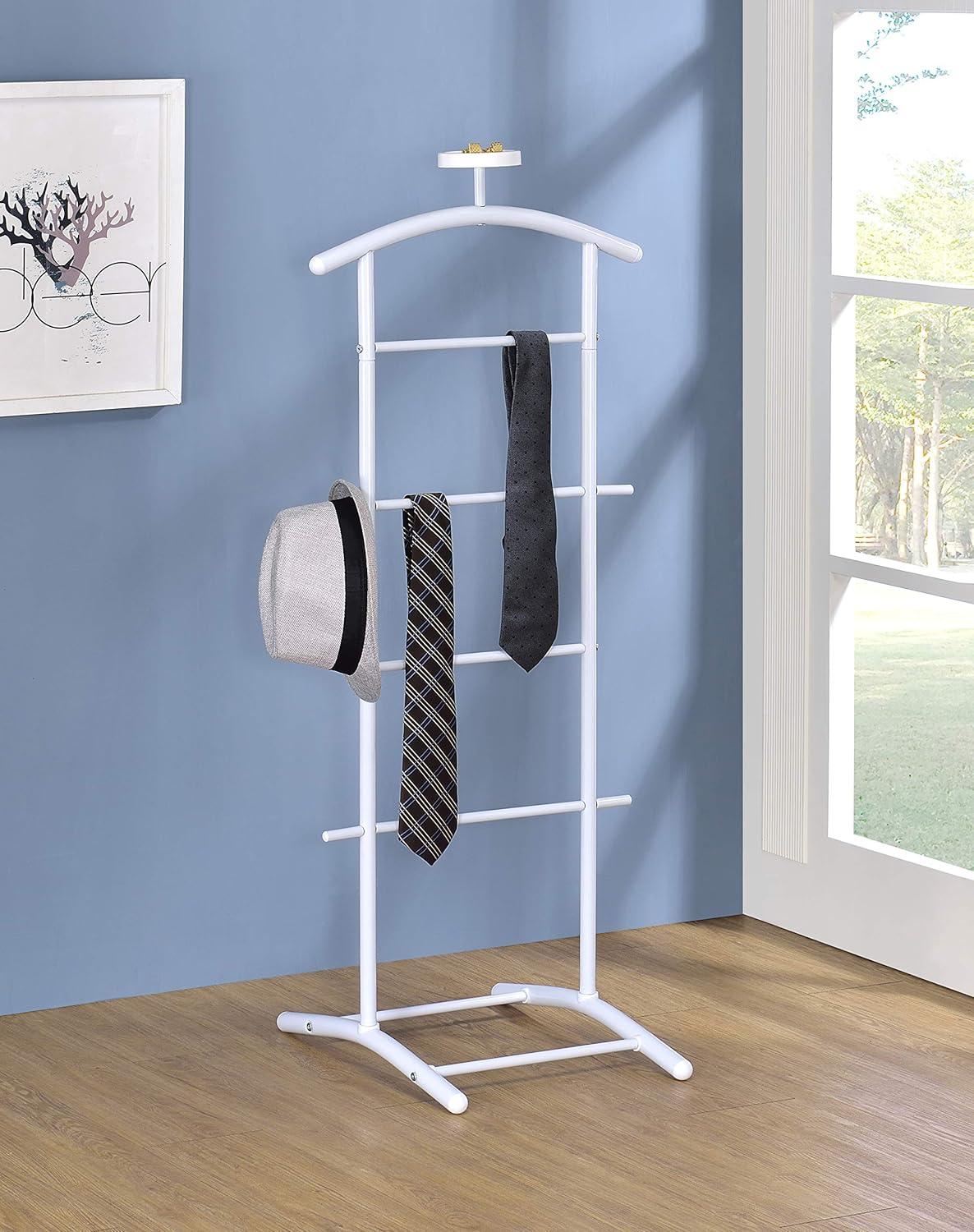 Kings Brand Furniture - Menros Metal Suit Valet Stand, Clothes Rack, White