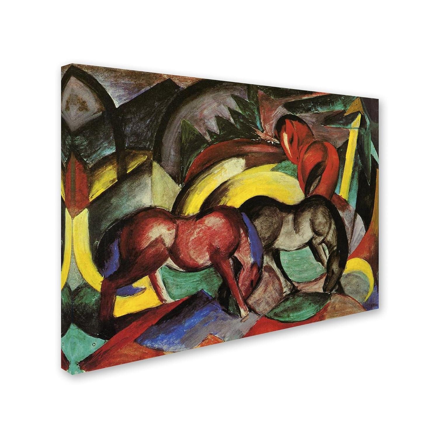 Trademark Fine Art " Three Horses 1912 " by Franz Marc