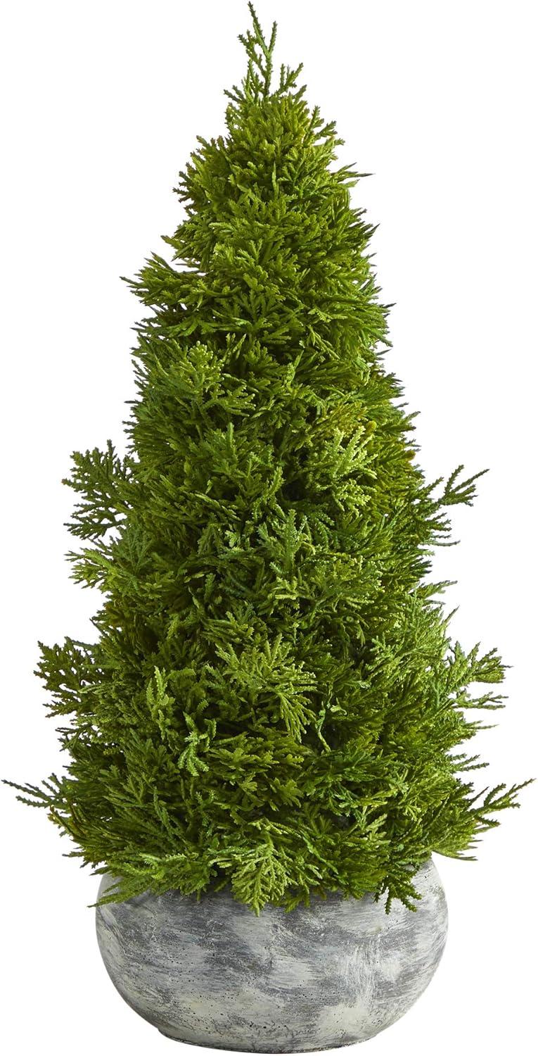 1.5ft Nearly Natural Unlit Cypress Cone Artificial Christmas Tree in Decorative Planter