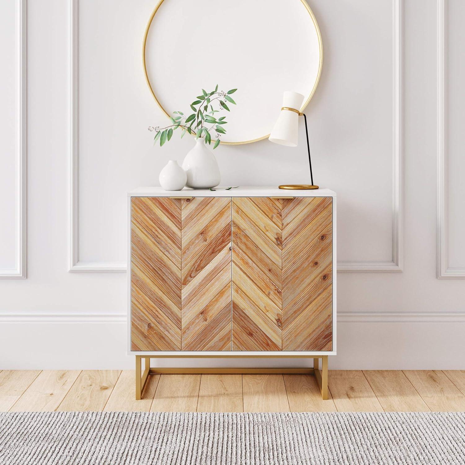 Nathan James Liam Modern Mid-Century TV Stand, Media Console or Entertainment Cabinet with Sliding Doors, Oak