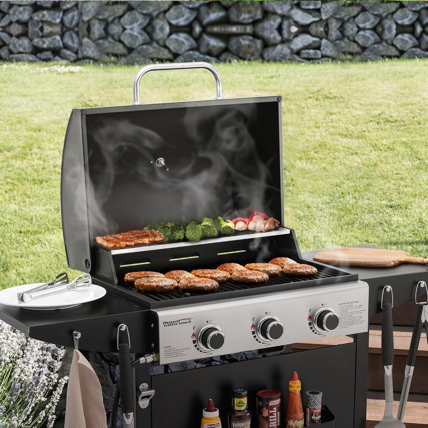 Royal Gourmet 3-Burner BBQ Liquid Propane Gas Grill, Black