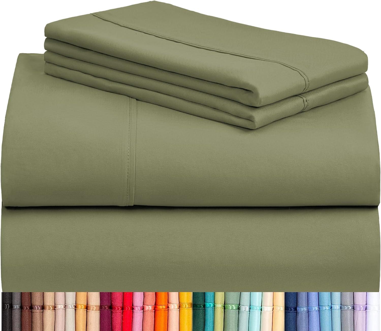 LuxClub 4-7 PC Microfiber Solid Performance Sheet Set, Soft Cooling Eco-Friendly Bed Sheets with 18in Deep Pockets