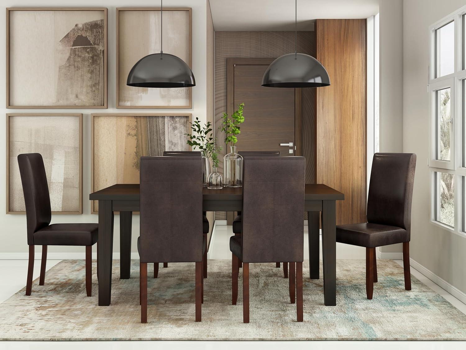 Simpli Home Acadian Andover Upholstered Parson Dining Chair with Tufted Backrest and Solid Wood Frame (Set of 2)