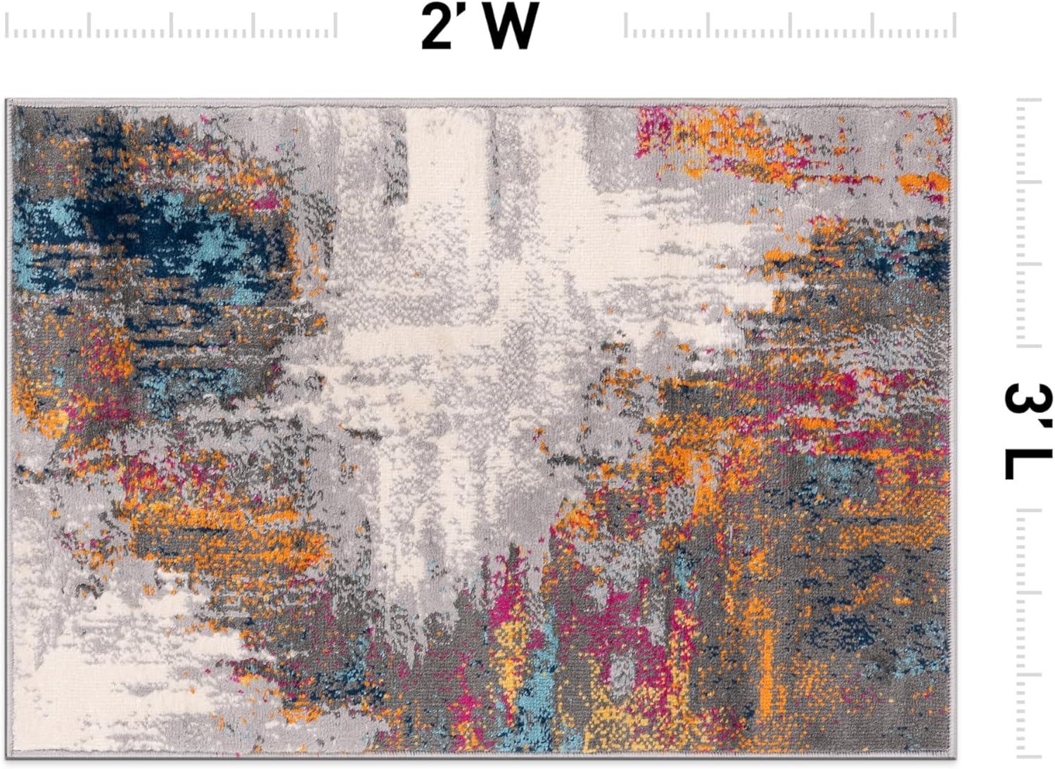 World Rug Gallery Bari Contemporary Abstract Art Area Rug - Multi 2'x3'