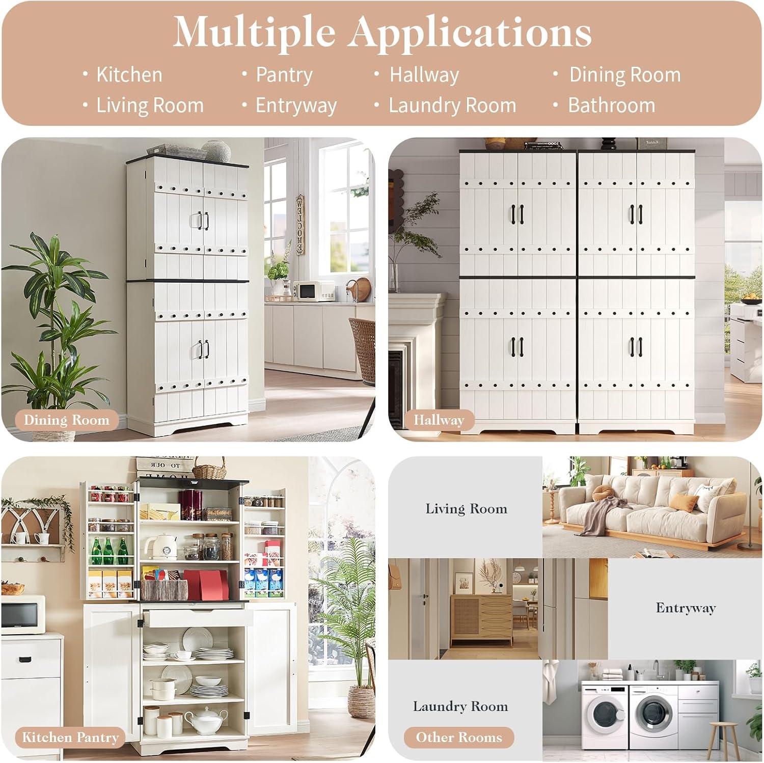 Gracie Oaks 72" Tall Farmhouse Kitchen Pantry