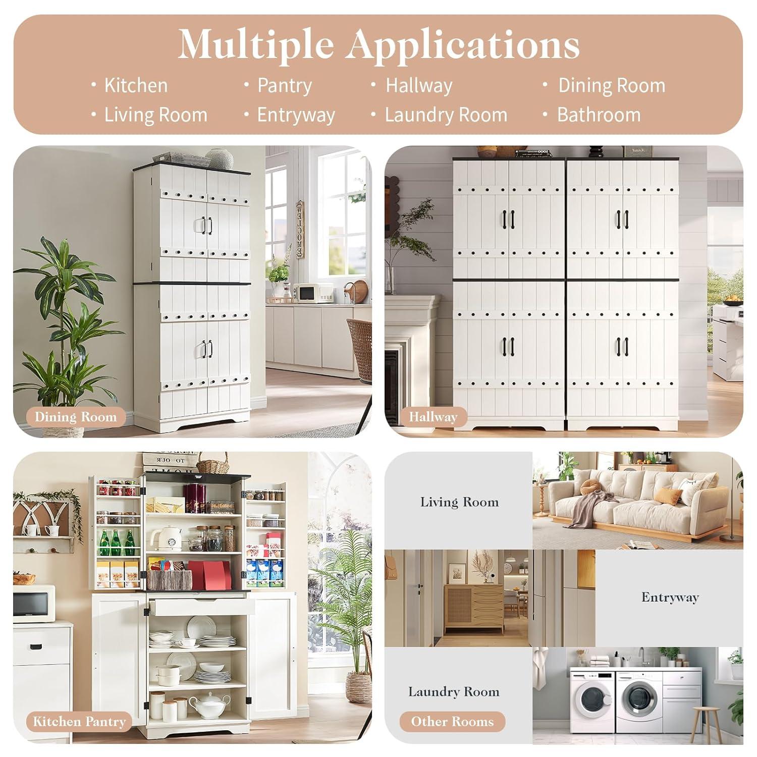 Gracie Oaks 72" Tall Farmhouse Kitchen Pantry