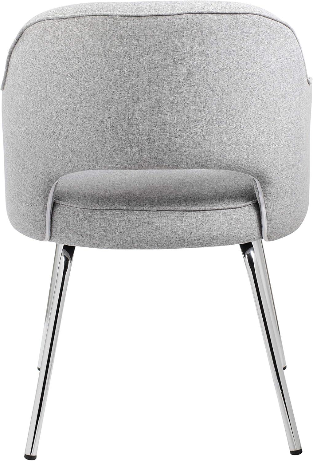 Guest Chair Gray Linen - Boss Office Products: Chrome Base, Mid-Century Modern, 275lbs Capacity