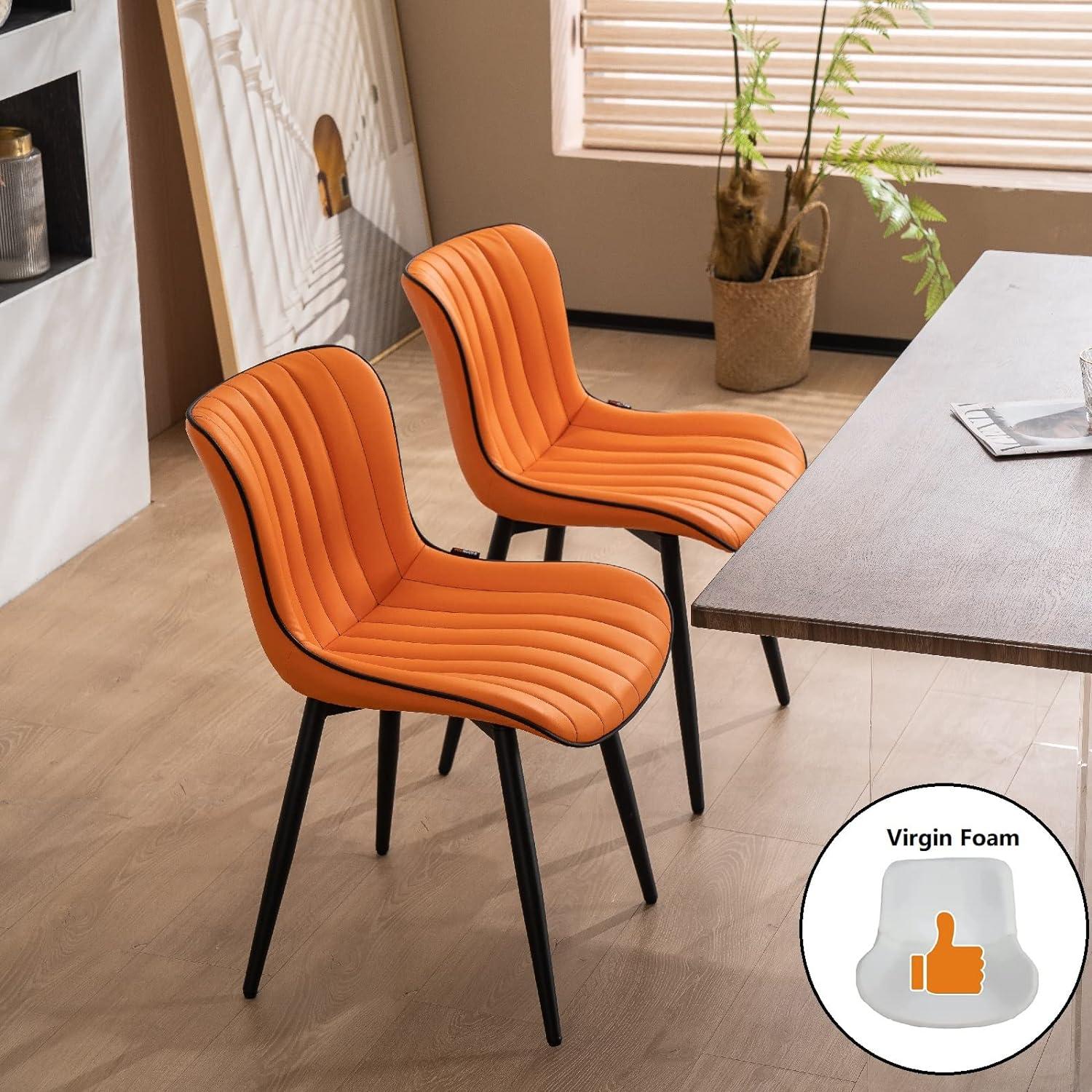 Heitger Leather Upholstered Side Chairs Modern Dining Chairs, Wingback Dining Room Chair