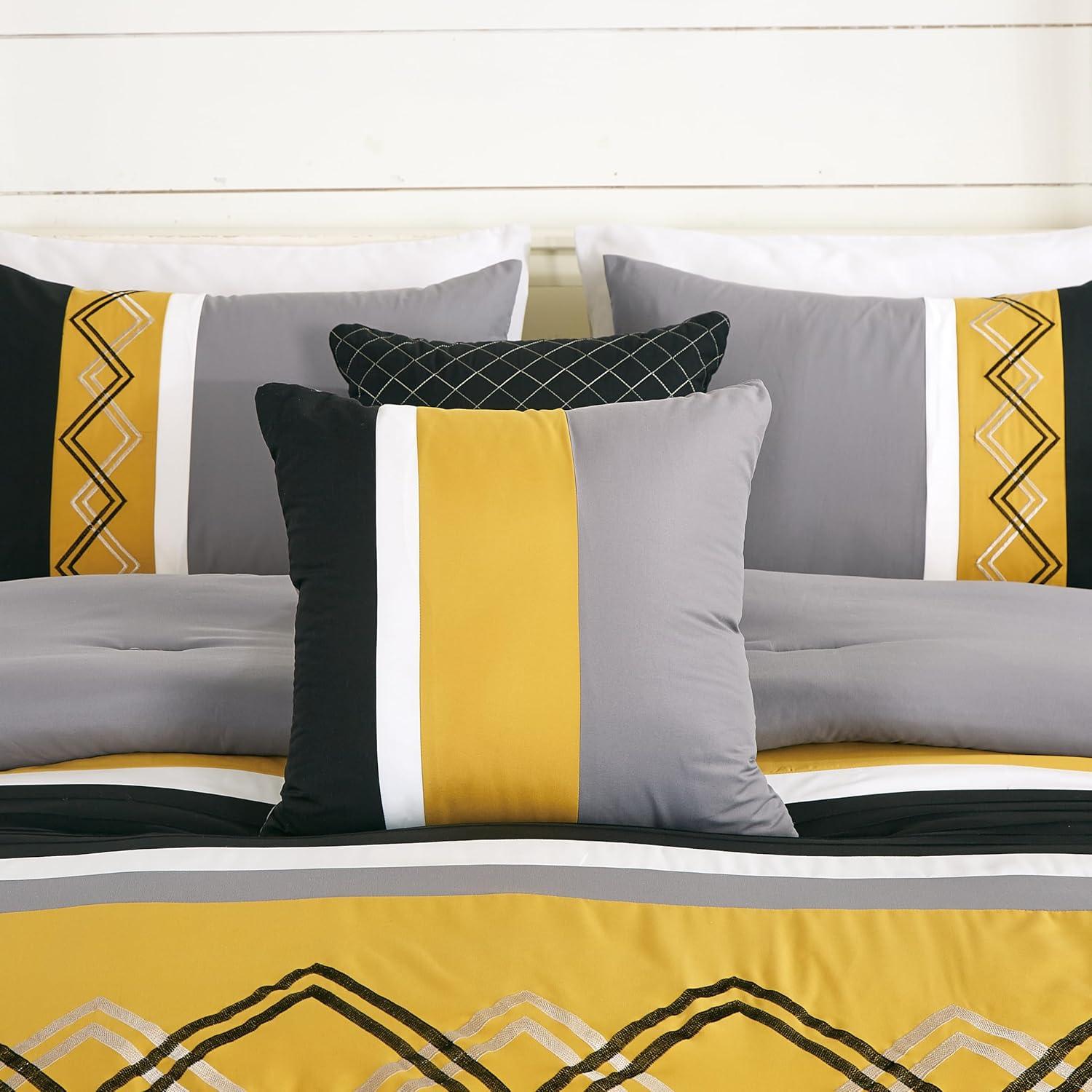 Chezmoi Collection Microfiber Modern & Contemporary 7 Piece Comforter Set