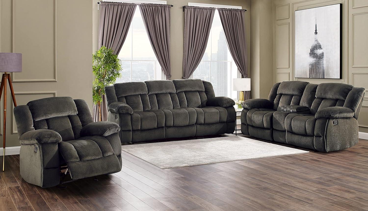 Chocolate Microfiber Reclining Loveseat with Cup Holder