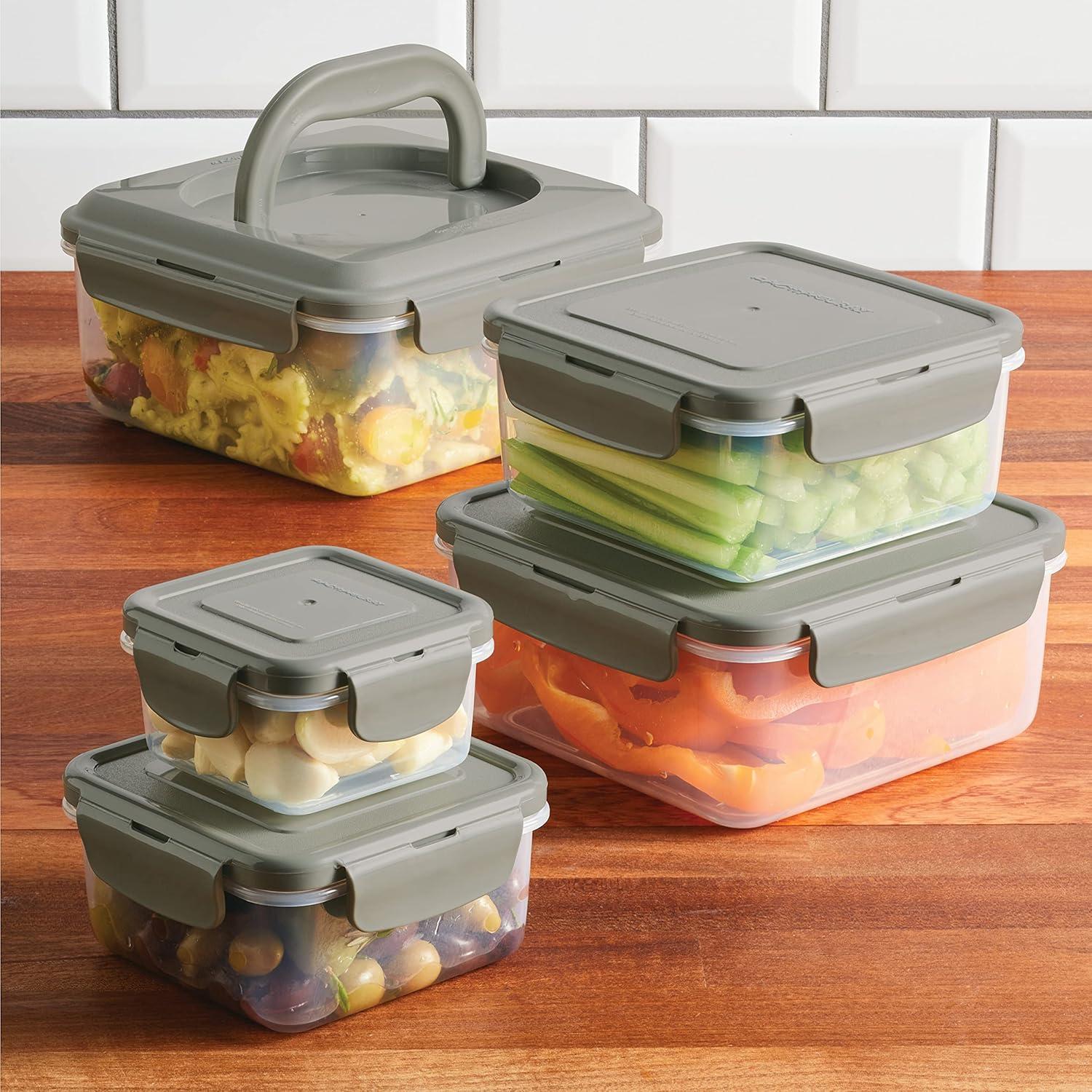 Leak-Proof Nestable Square 5 Container Food Storage Set