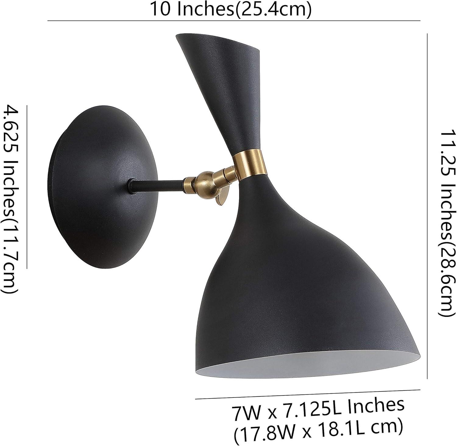 Josef 10" Iron Retro LED Wall Sconce, Black