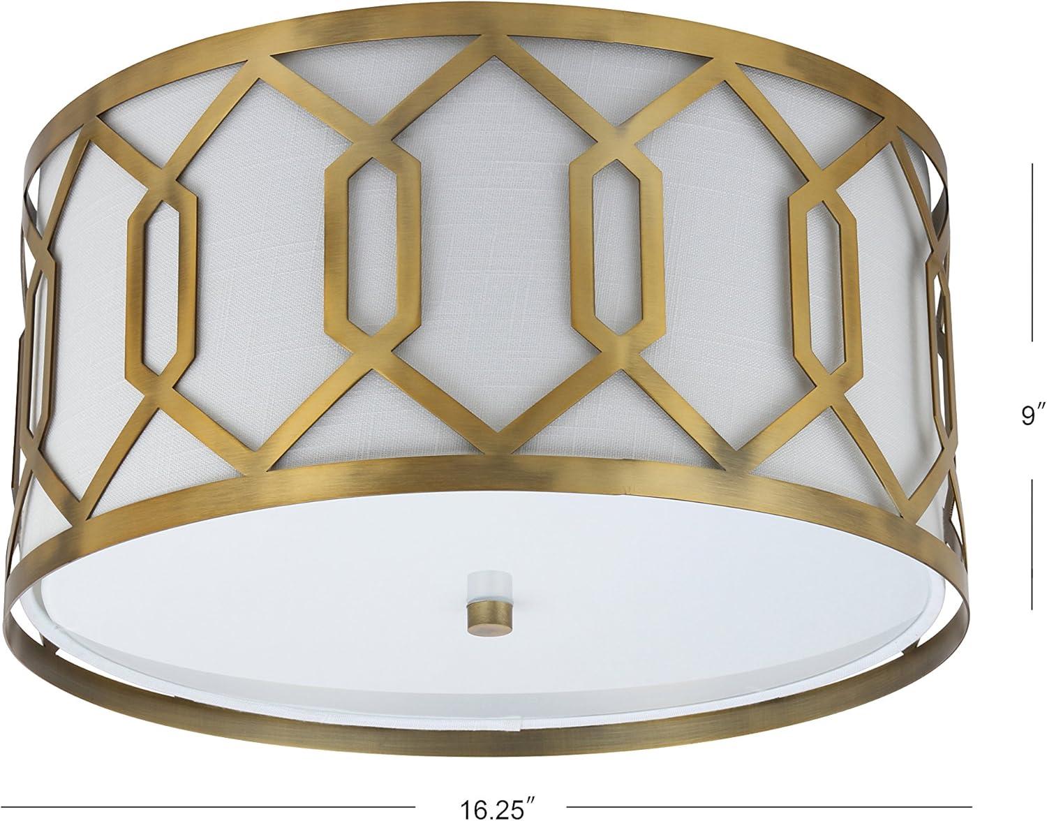 Hex 3-Light 16.25" Metal LED Flush Mount, Brass