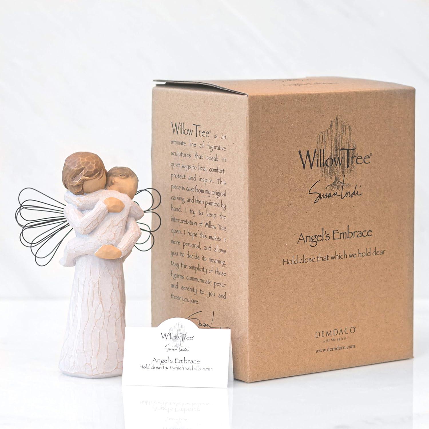 Hand-Painted Cream Resin Angel Figurine with Wire Wings