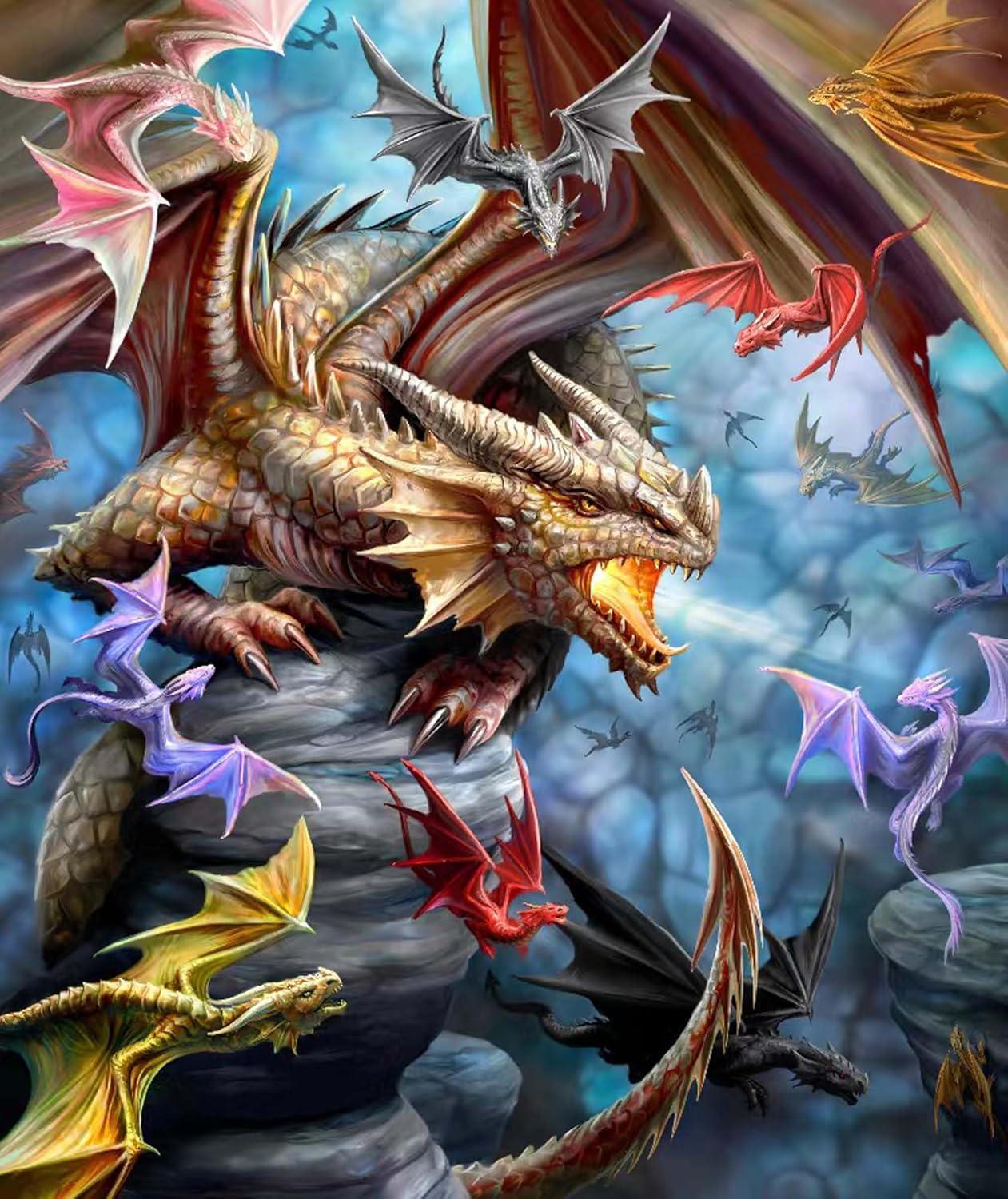 Anne Stokes Signature Silk Touch Sherpa Lined Throw Blanket (Dragon Clan)