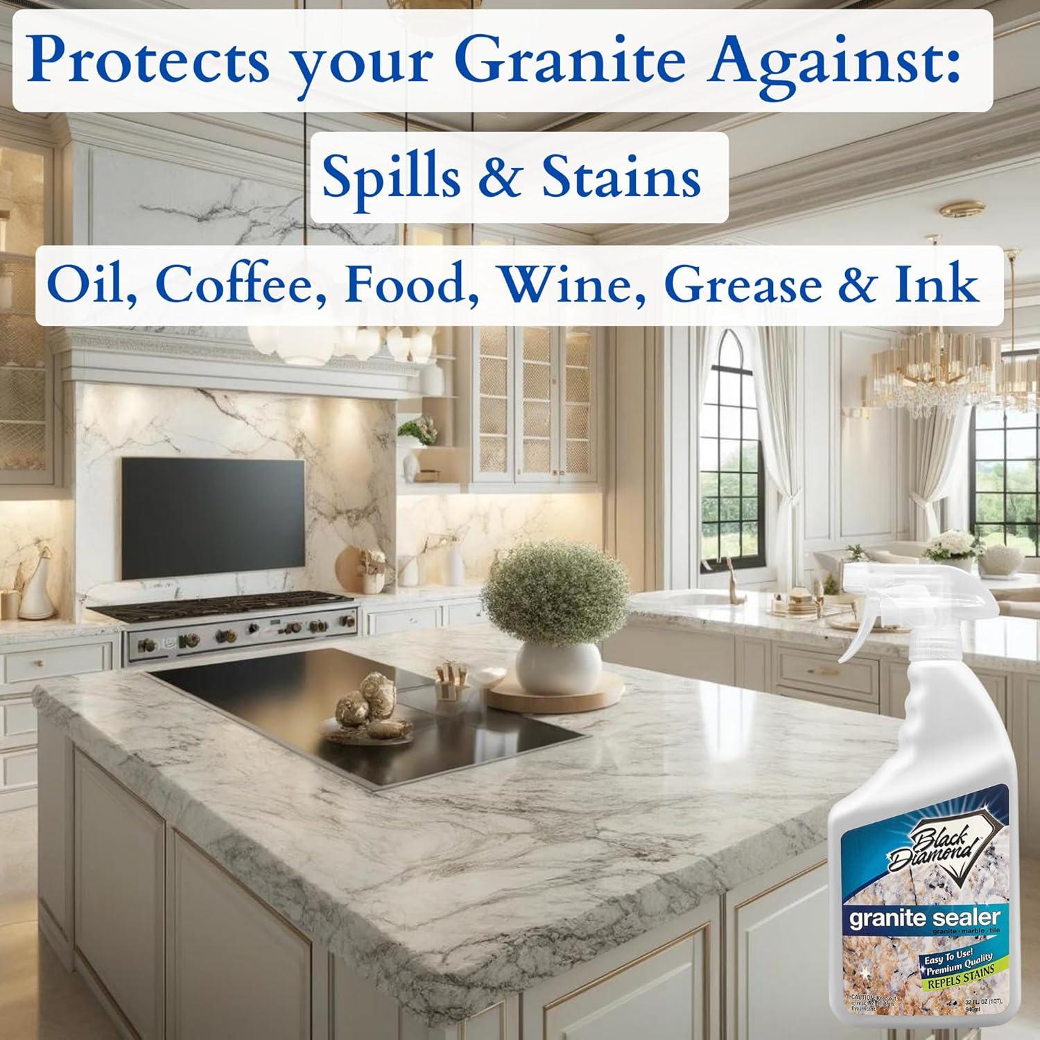 Black Diamond Stoneworks Granite Sealer: Seals and Protects. Marble Sealer Protector. Granite, Marble, and Travertine Countertop Sealer for All Stone Countertops. Enhance Your Stone’s Natural Beauty.