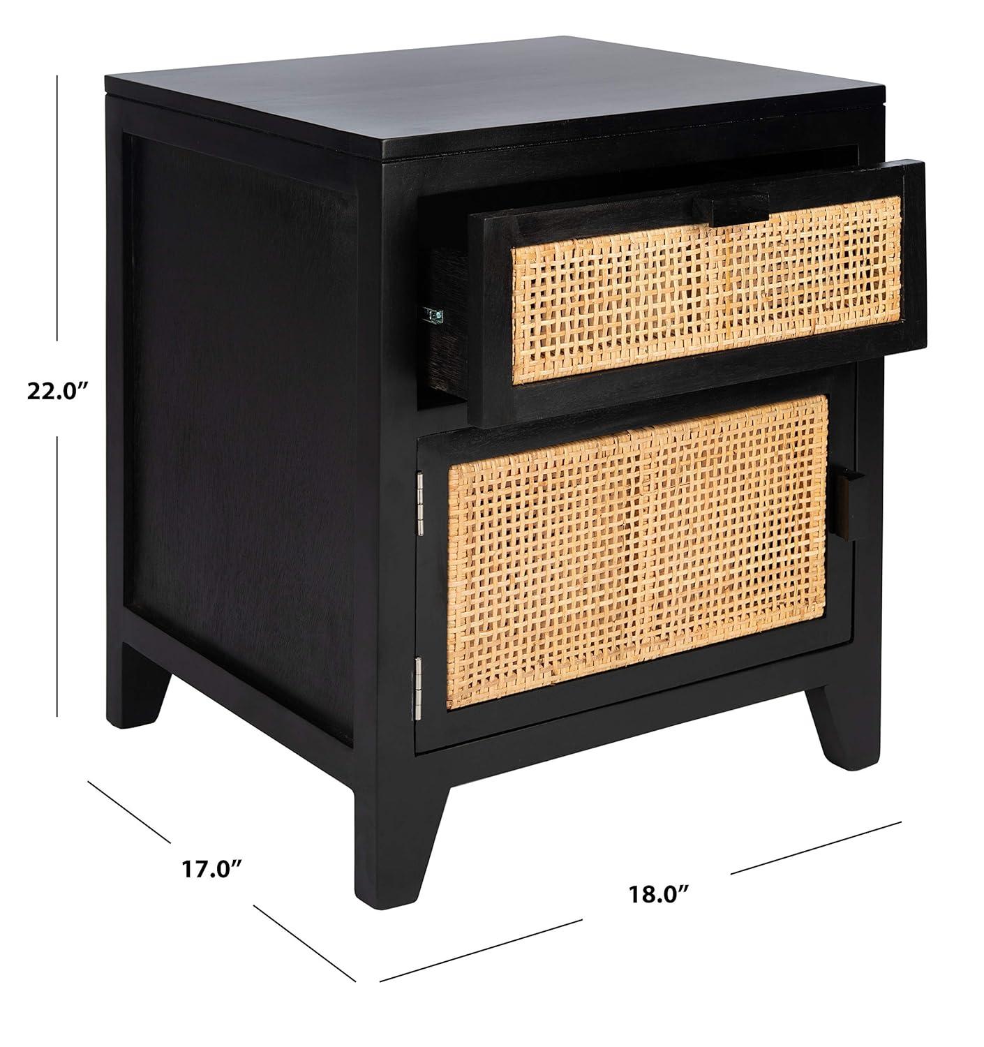 Miya 1 Drawer Nightstand - NST5012 - Black/Natural - Safavieh