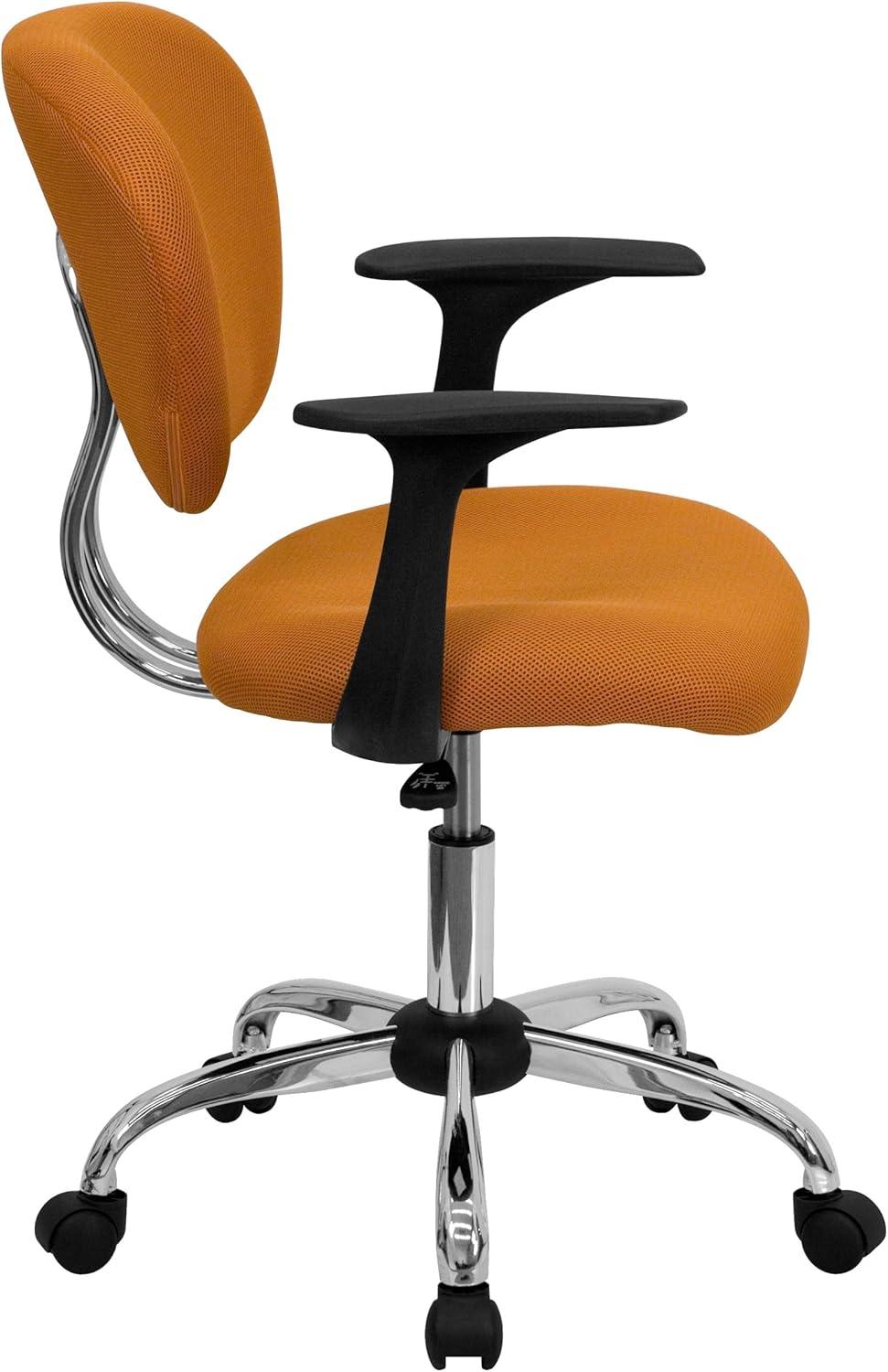 Flash Furniture Mid-Back Orange Mesh Padded Swivel Task Office Chair with Chrome Base and Arms