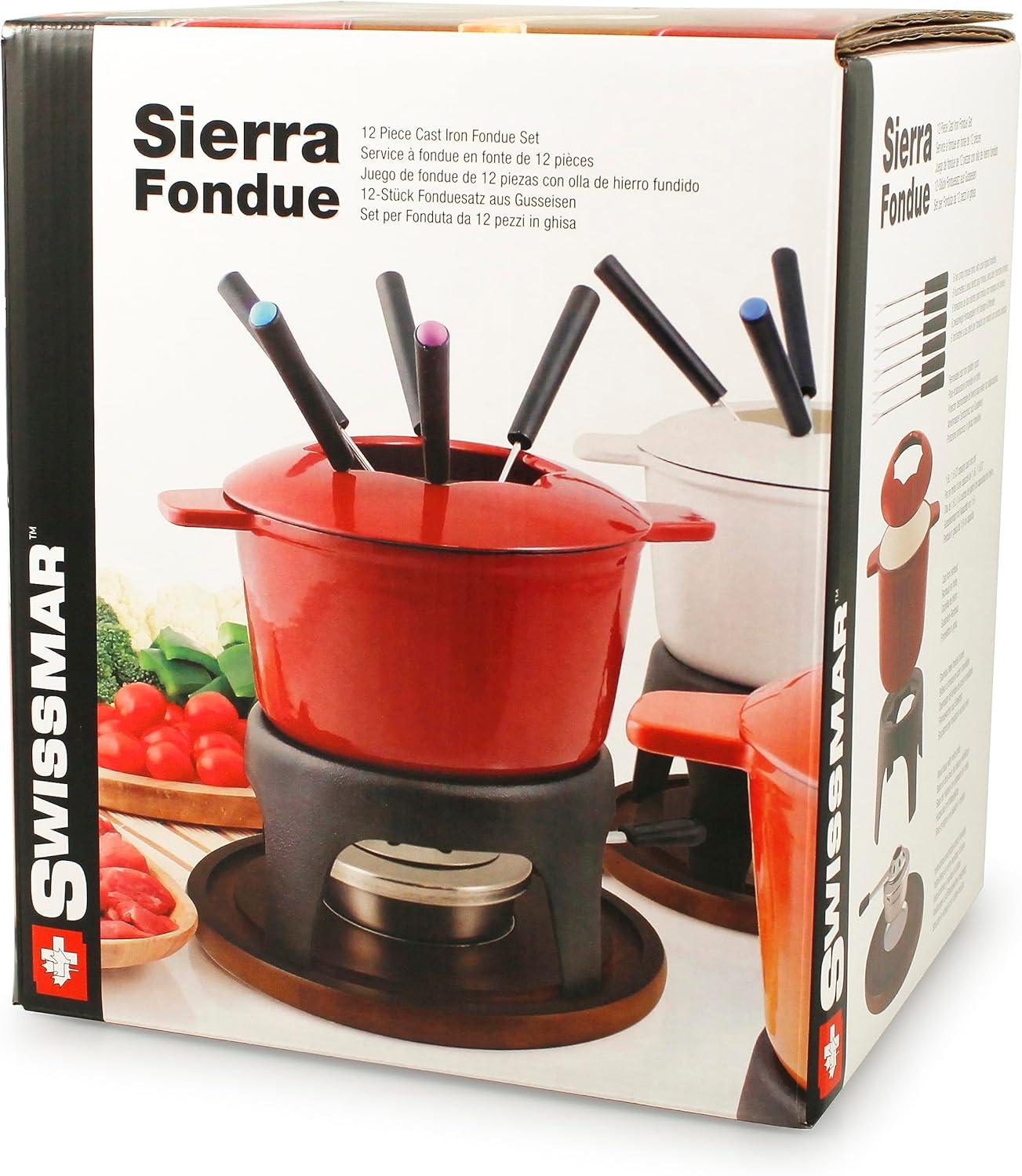 Swissmar Sierra 11 Piece Cast Iron Fondue Set, Orange