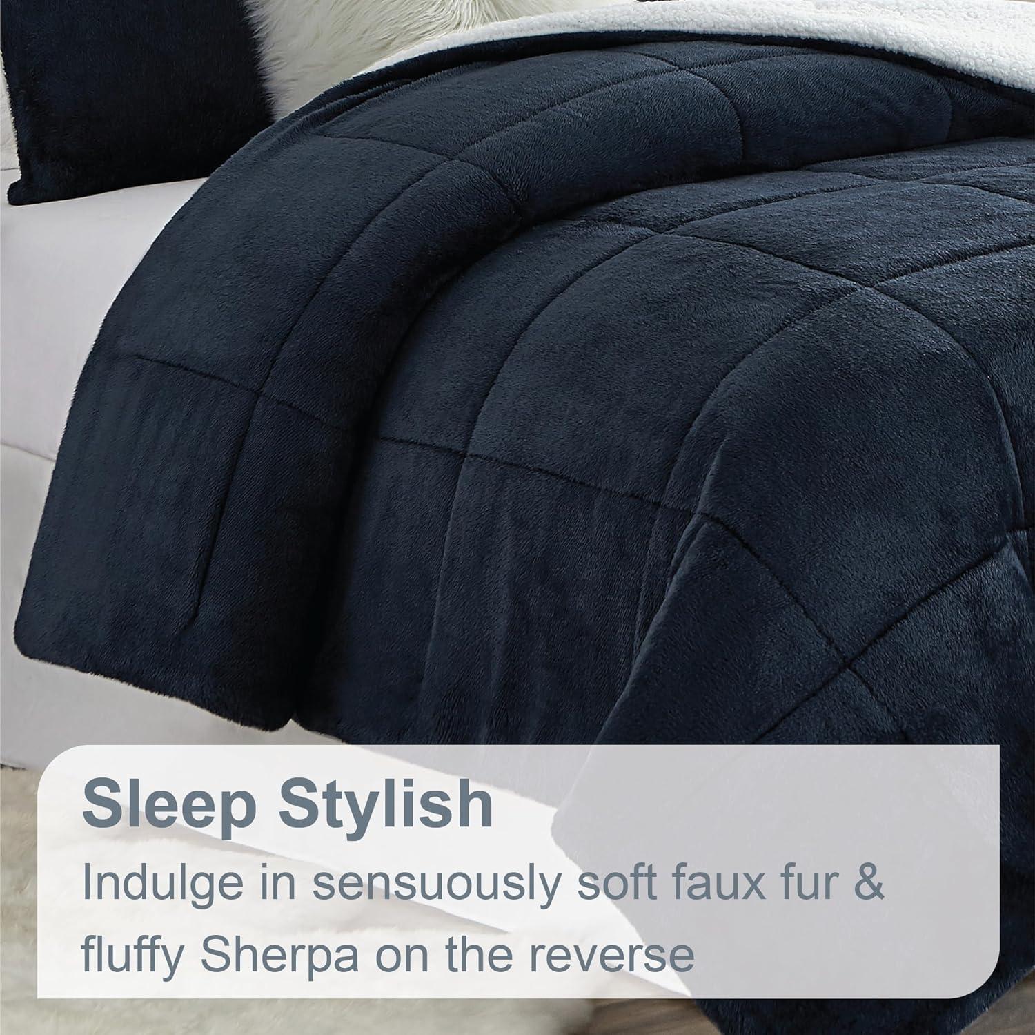 Ultra Plush Reversible Faux Fur and Sherpa 3-Piece Comforter Set