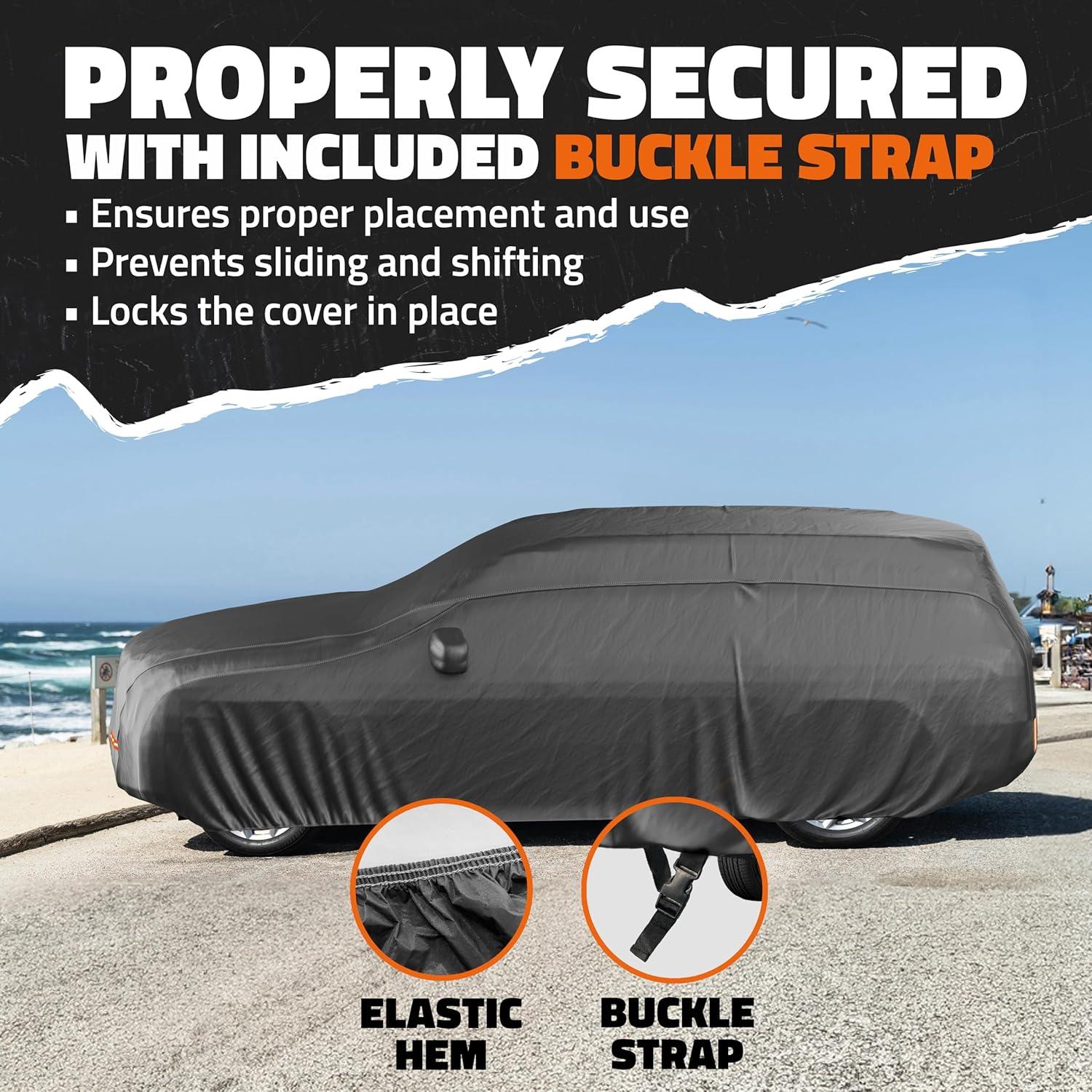 Mockins Heavy Duty Large SUV Car Cover - 200"x75"x75" - 250g PVC Cotton Lining