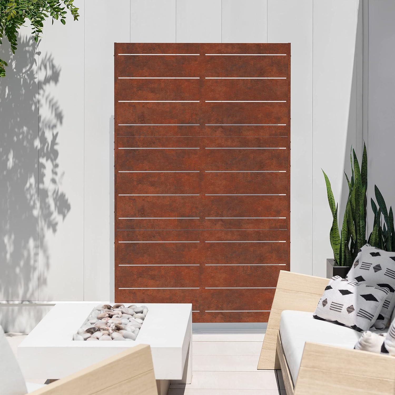 Corten Steel 76" Folding Privacy Screen for Outdoor Spaces