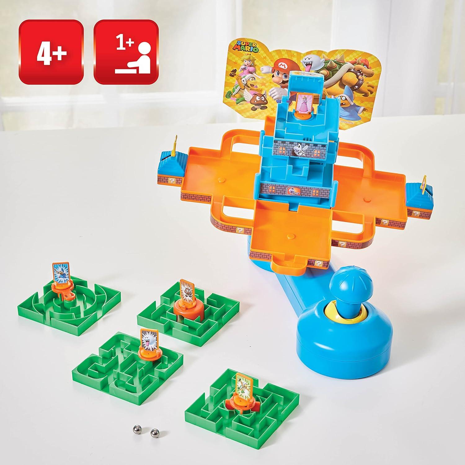 Epoch Games Super Mario Maze Game DX, Tabletop Skill and Action Game with Collectible Super Mario Action Figures