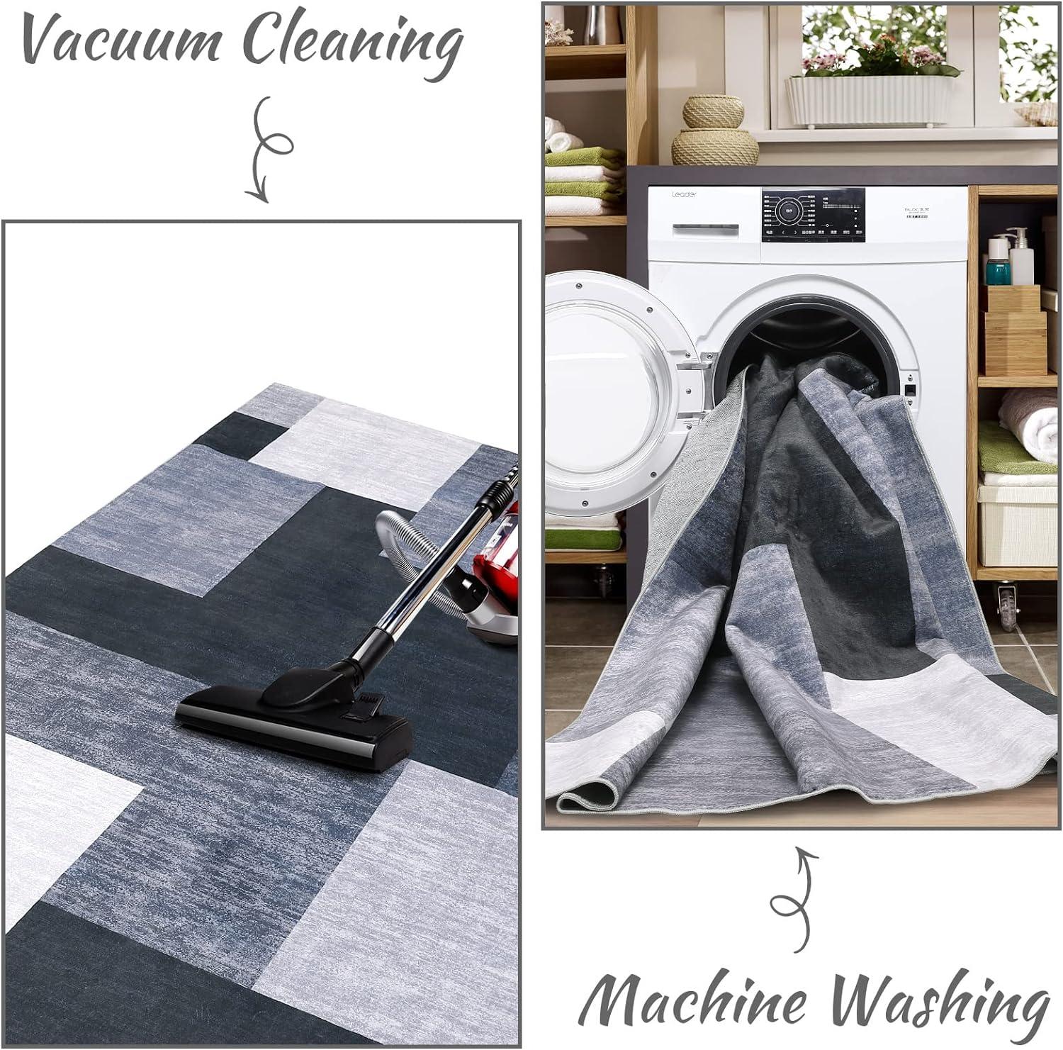 Modern Geometric Area Rug Machine Washable Rugs for Living Room Bedroom