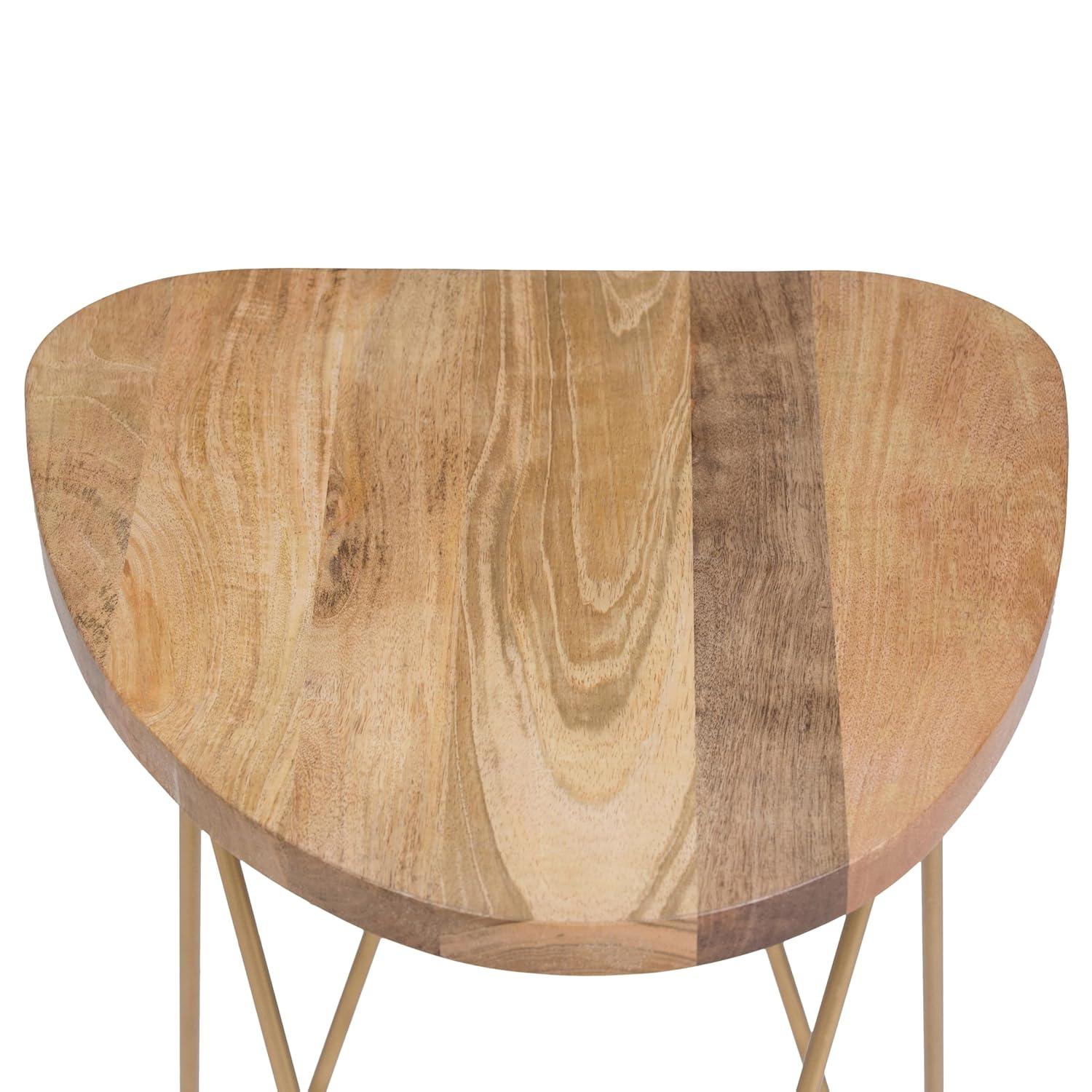 Simpli Home Patrice Solid Mango Wood Mid-Century Modern End Table with Unique Shaped Top and Hairpin Legs