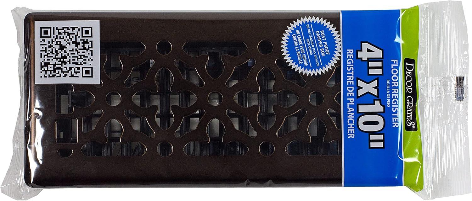 Decor Grates 4" x 10" steel plated rubbed bronze finish gothic design floor register