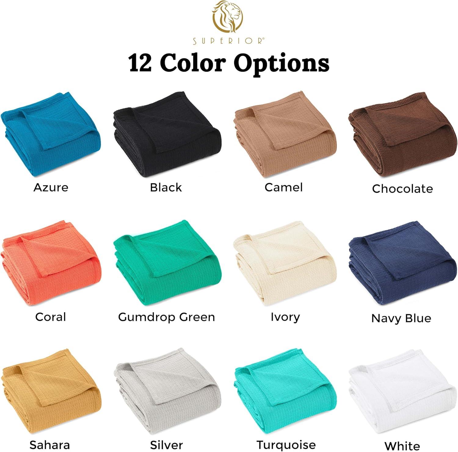 Superior Waffle Weave Honeycomb Knit Soft Textured All-Season Cotton Blanket