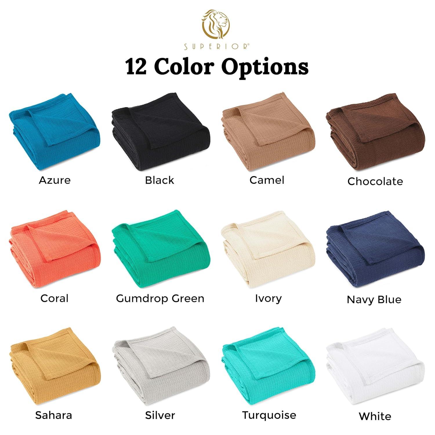 Superior Waffle Weave Honeycomb Knit Soft Textured All-Season Cotton Blanket