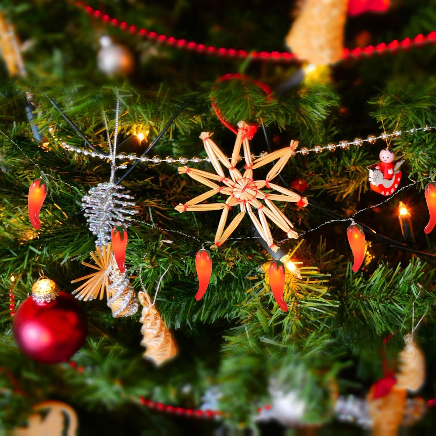 HOMEMAXS Chili Lights String Battery-operated 5.4ft 10 LEDs Warm White Pepper Lights Decorations for Patio Fence Deck Balcony Camping