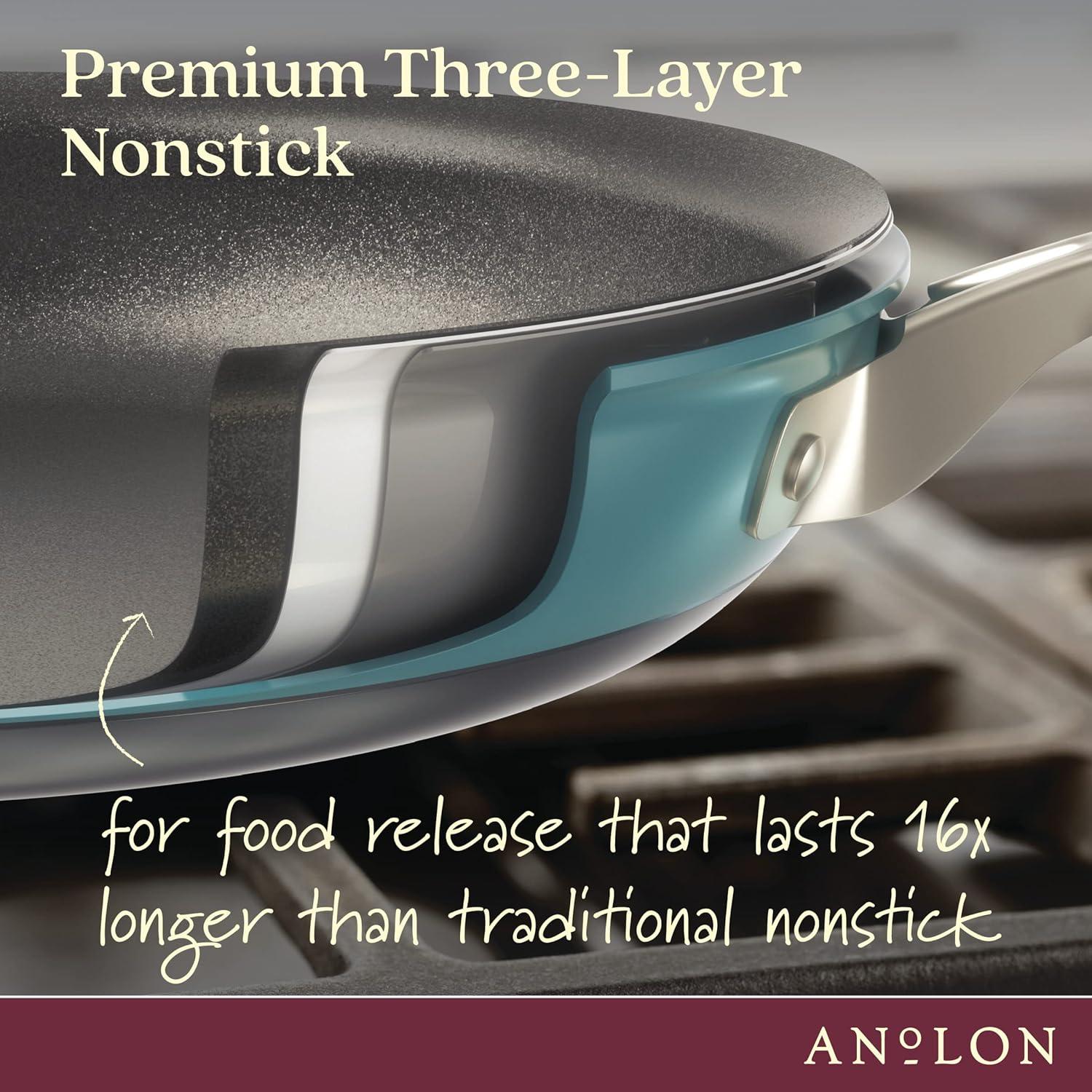 Teal Nonstick Aluminum Cookware Set with Stainless Steel Handles, 9-Piece