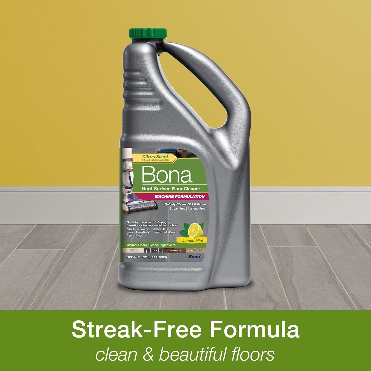Bona® Hard-Surface Floor Cleaner - Hard-Floor Cleaning Machine Formulation, Lemon Mint, 64 fl oz