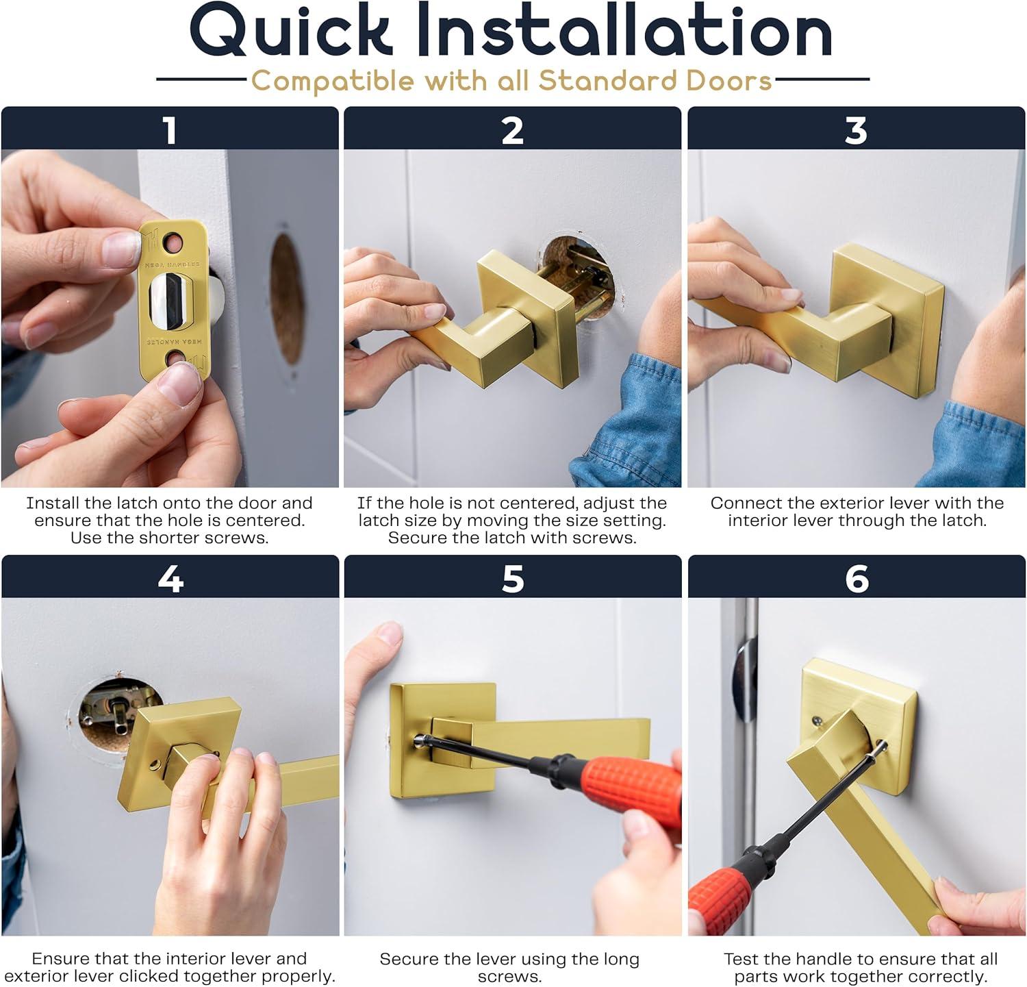 Stylware Passage Lever Lock Handle Set for Closet or French Doors, Fits All Standard Door Sizes