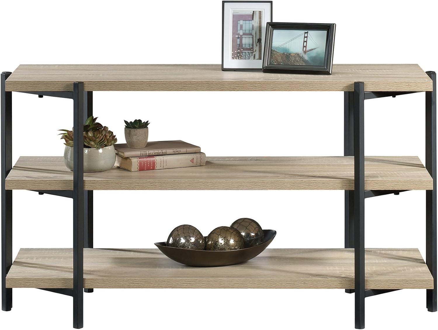 North Avenue TV Stand for TVs up to 42" Dark Brown - Sauder: Rustic Oak Console, 2 Shelves, Metal Frame