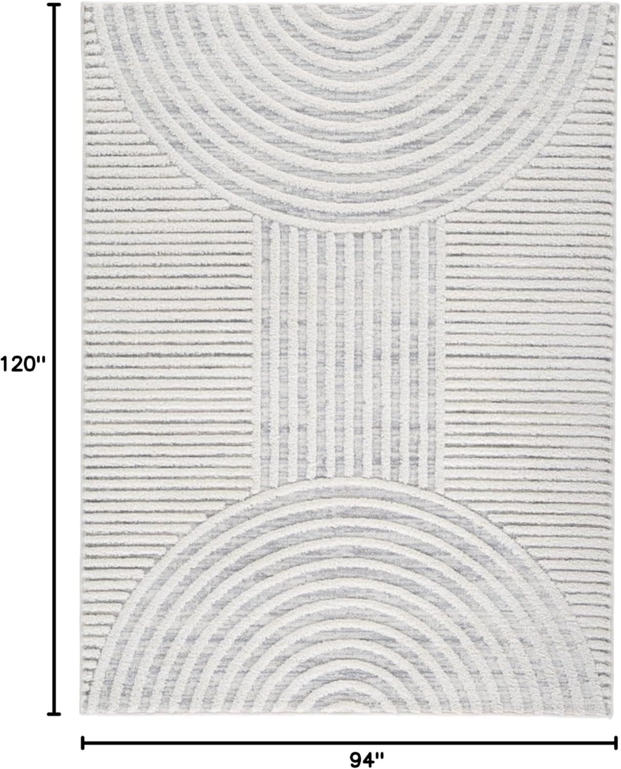 Signature Design by Ashley Lambworth Contemporary 7'10" x 10' Machine Woven High-Low Texture Designed Large Area Rug, High Pile, White & Gray