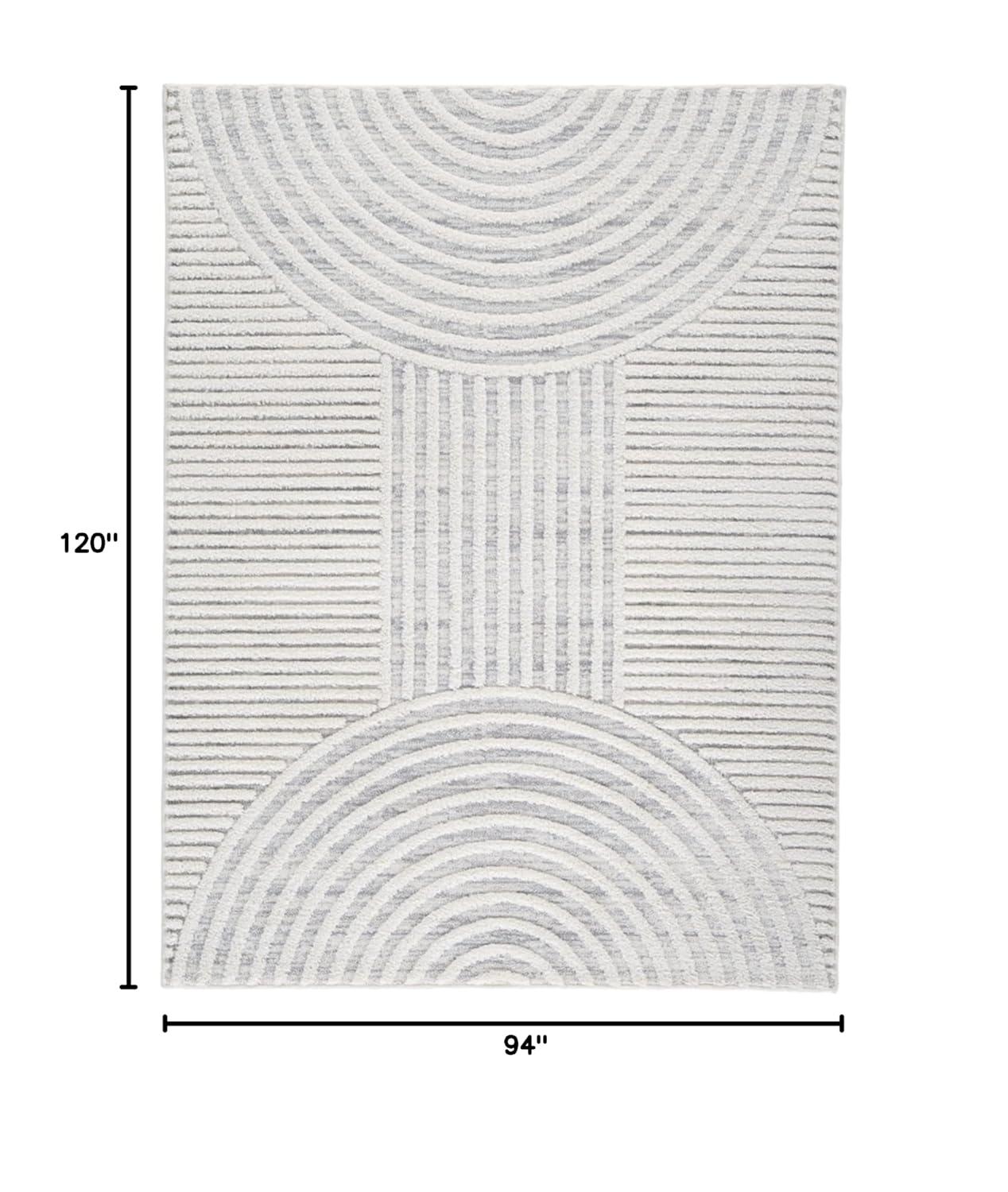 Signature Design by Ashley Lambworth Contemporary 7'10" x 10' Machine Woven High-Low Texture Designed Large Area Rug, High Pile, White & Gray