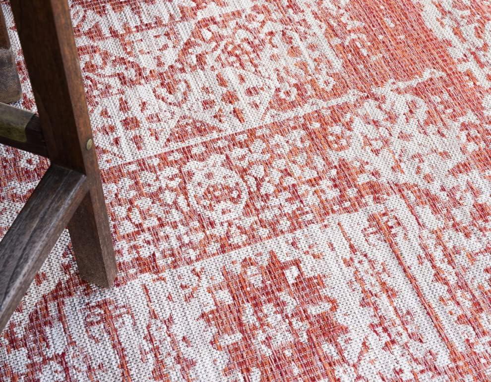 Unique Loom Outdoor Traditional Timeworn Geometric Woven Area Rug