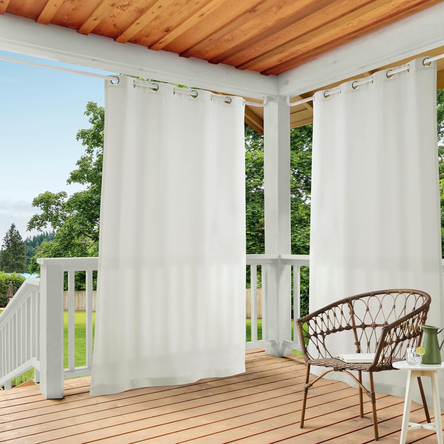 Set of 2 Indoor/Outdoor Solid Cabana Grommet Top Curtain Panels - Exclusive Home